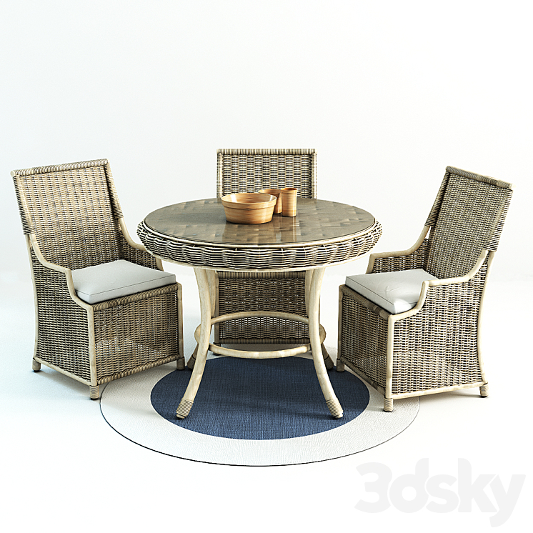 Saybrook All-Weather Wicker Wingback Armchair 3DS Max - thumbnail 1
