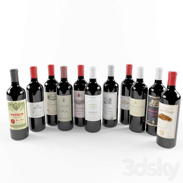 Wine Bottle (Bordeaux) 3DS Max - thumbnail 1