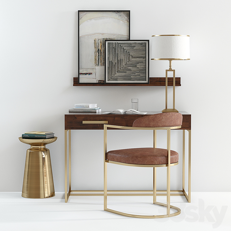 Pottery Barn Fitz desk 3D Model