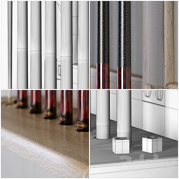 RH Brunswick exclusive tournament billiards cue rack 3D Model