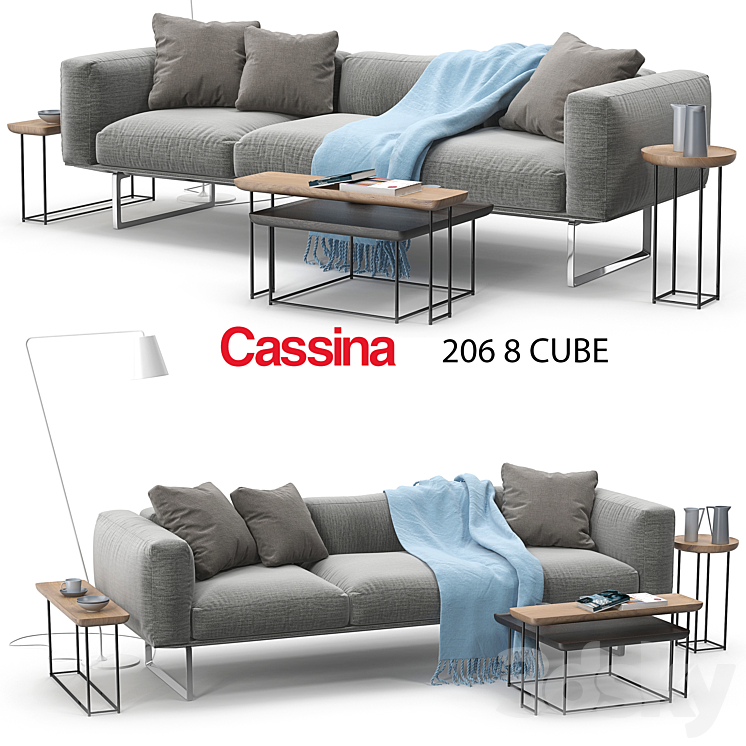 Cassina 206 cube sofa set 3D Model