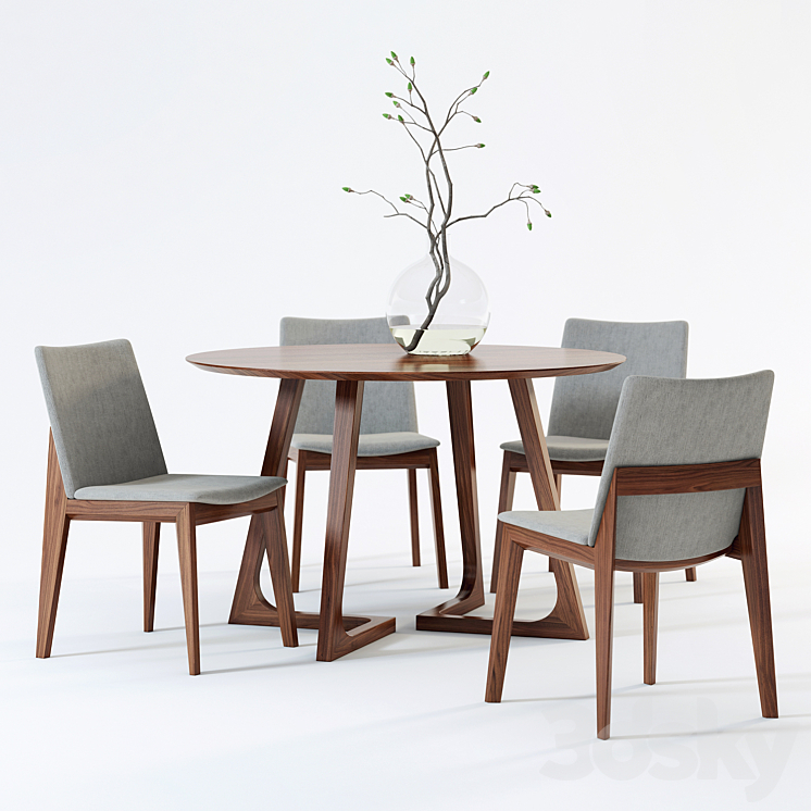 Scandinavian Designs Fuchsia Dining Chair & Cress Round Dining Table 3DS Max - thumbnail 1
