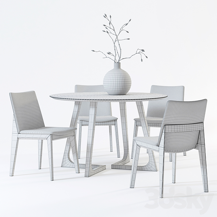 Scandinavian Designs Fuchsia Dining Chair & Cress Round Dining Table 3DS Max - thumbnail 2