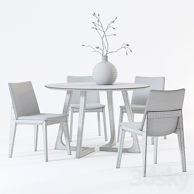 Scandinavian Designs Fuchsia Dining Chair & Cress Round Dining Table 3D Model