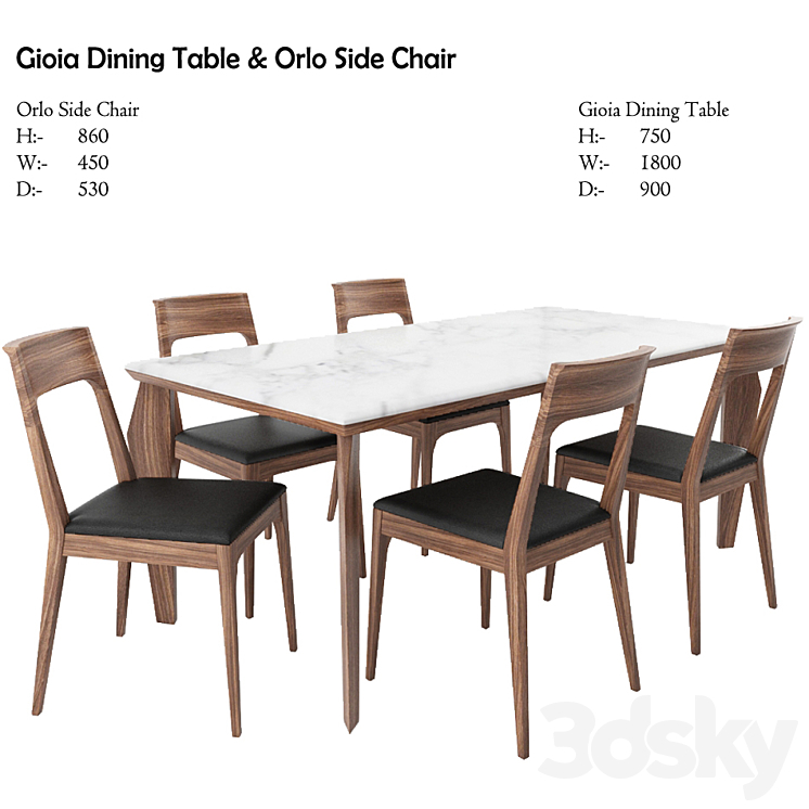 Gioia Dining Table & Orlo Side Chair 3DS Max - thumbnail 1
