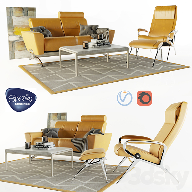 Stressless YOU James Holz set Sofa 3D model