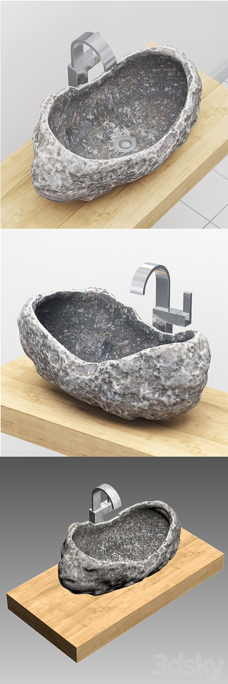 Stone sink bathroom 3DS Max - thumbnail 2