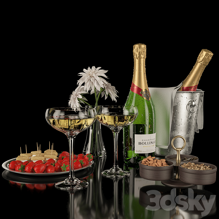 Bollinger Champagne Set 3DS Max - thumbnail 1