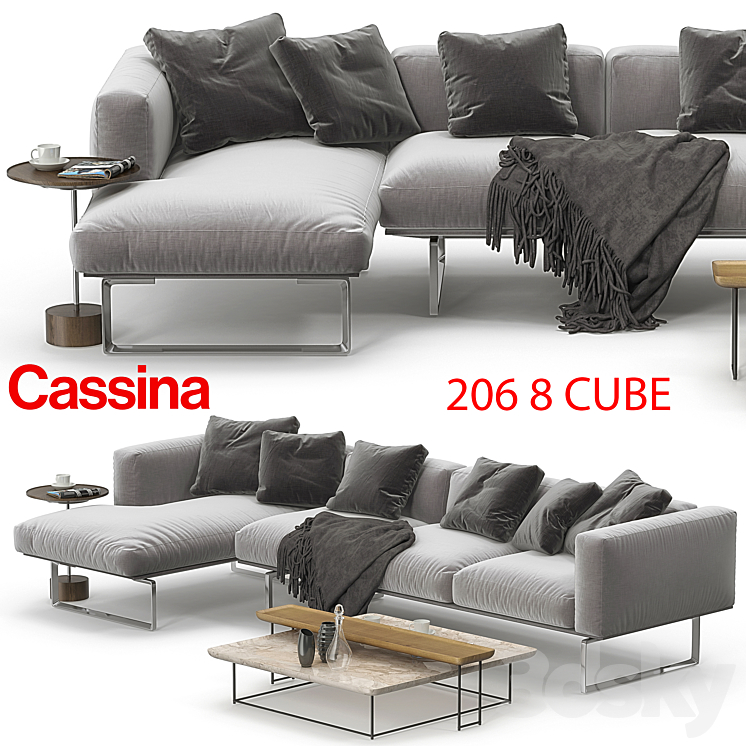 Cassina 206 8 CUBE sofa corner set 3DS Max - thumbnail 1