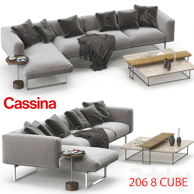 Cassina 206 8 CUBE sofa corner set 3DS Max - thumbnail 2