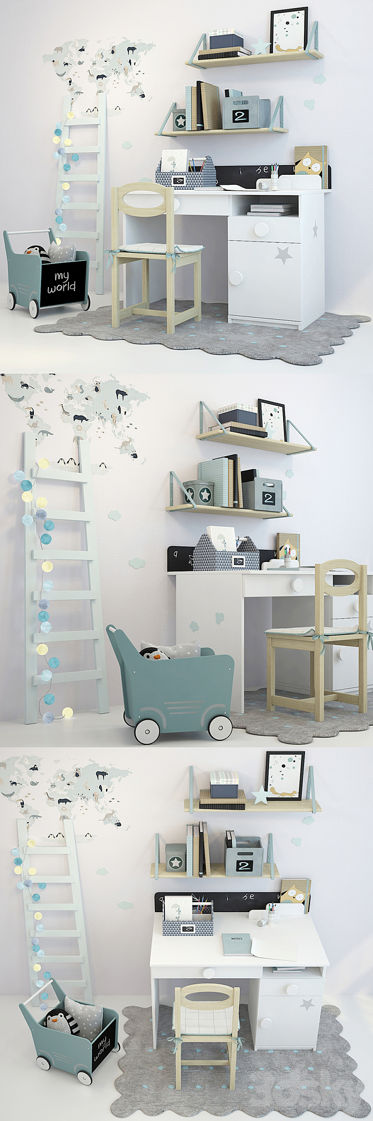 Writing-table and decor for a nursery 1 3D Model