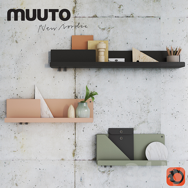 Mutto FOLDED SHELVES with decor 3DS Max Model - thumbnail 1
