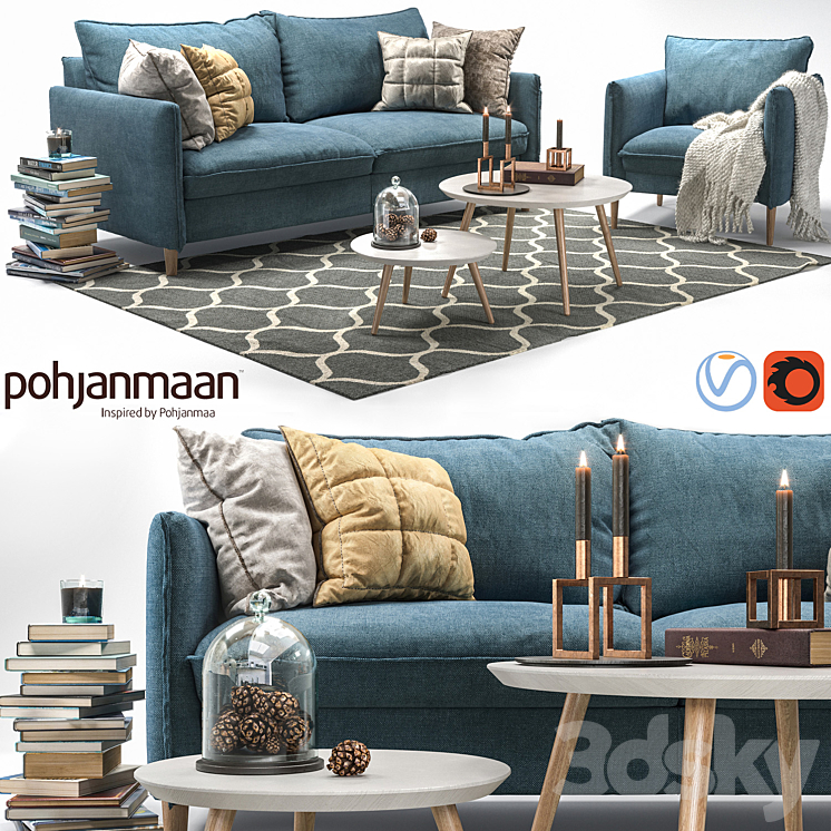 Chic Sofa and Armchair 3DS Max - thumbnail 1