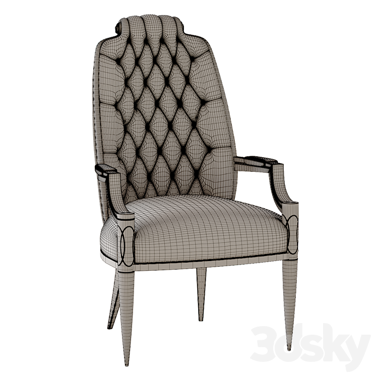 The Everly Dining Arm Chair 3DS Max Model - thumbnail 2