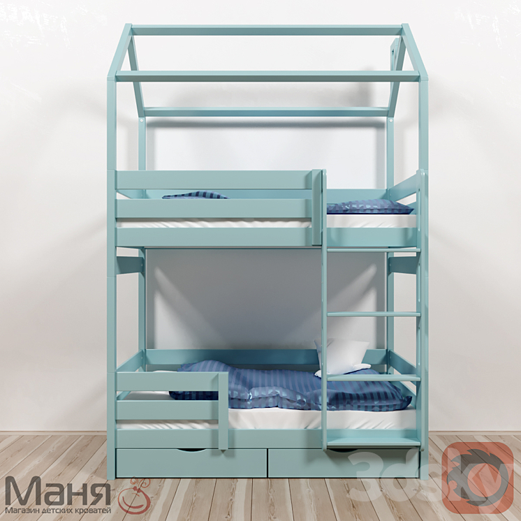 The cot is two-tiered 3D Model
