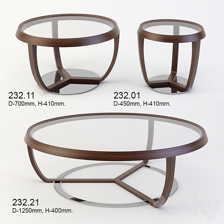 Coffee table Tonon Time 232 (set) 3D Model