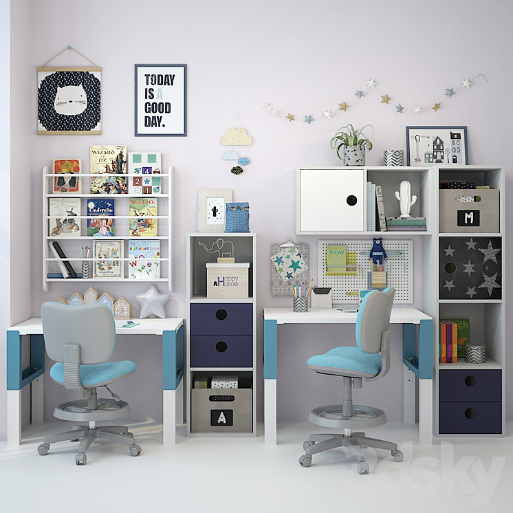 Writing desk and decor for a nursery 2 3DS Max - thumbnail 1