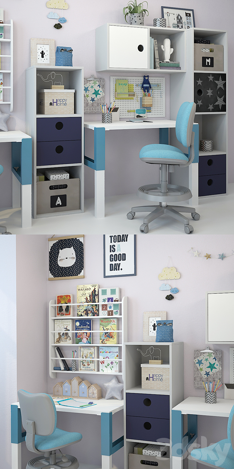Writing desk and decor for a nursery 2 3DS Max - thumbnail 2
