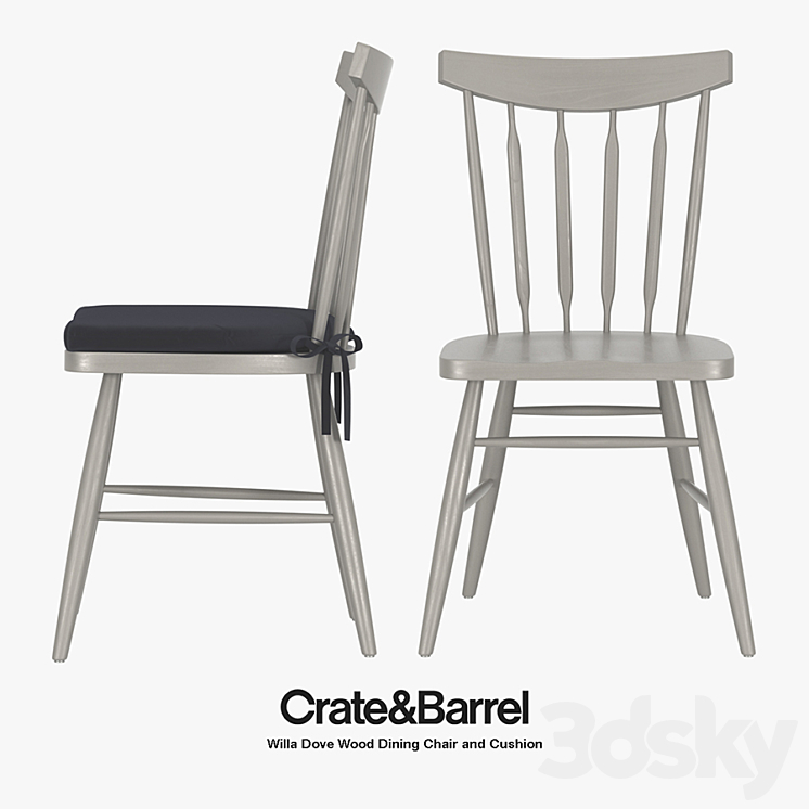 Crate & Barrel – Willa Dove Wood Dining Chair 3DS Max - thumbnail 1