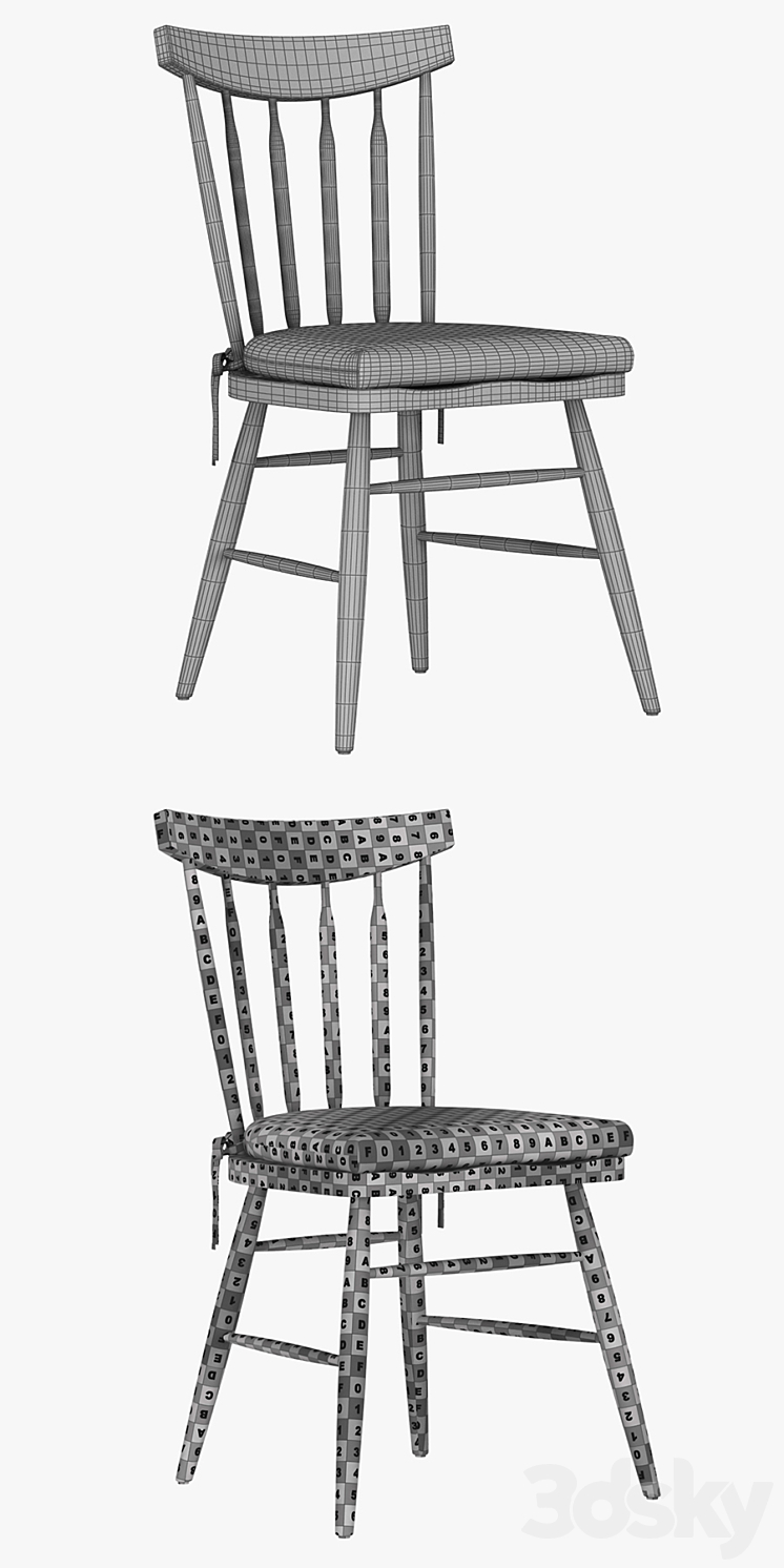 Crate & Barrel – Willa Dove Wood Dining Chair 3DS Max - thumbnail 2