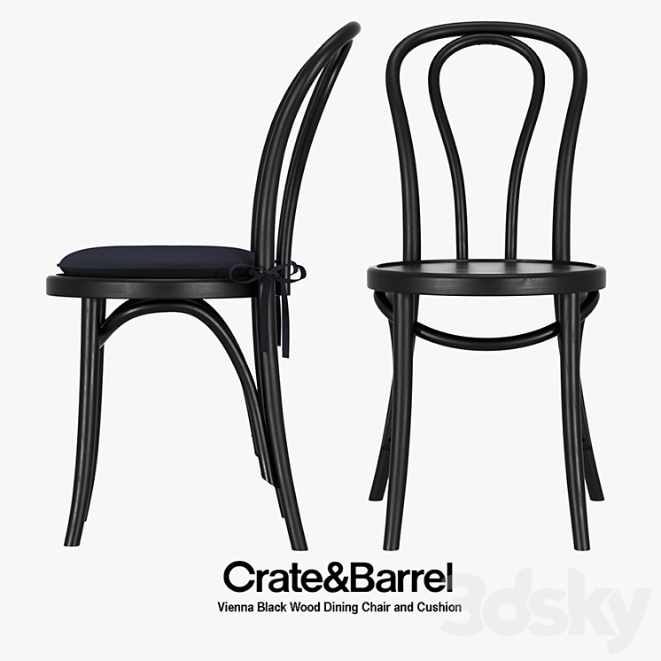 Crate & Barrel Vienna Black Wood Dining Chair Chair 3D model