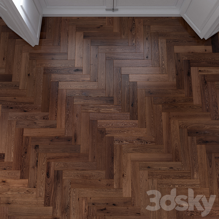 Oak Herringbones dark floor 3D Model