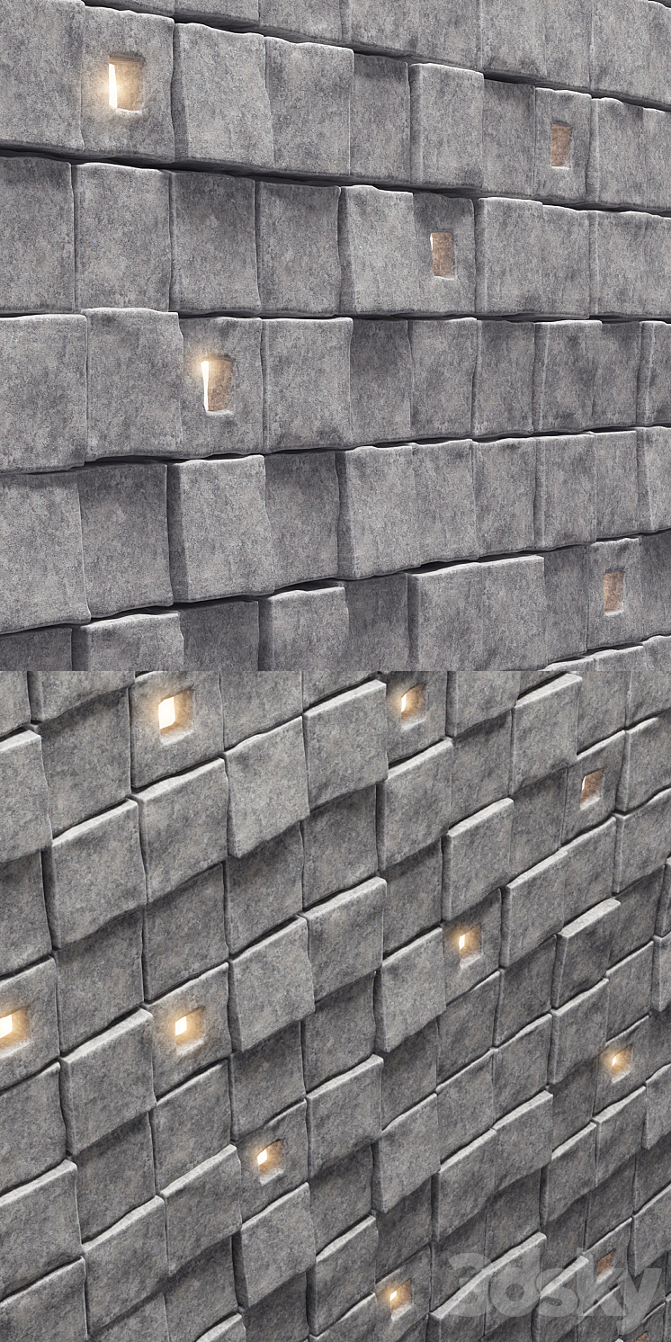 Panel stone cube 3D Model