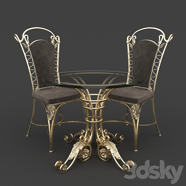 Table and chair forged 3DS Max - thumbnail 1
