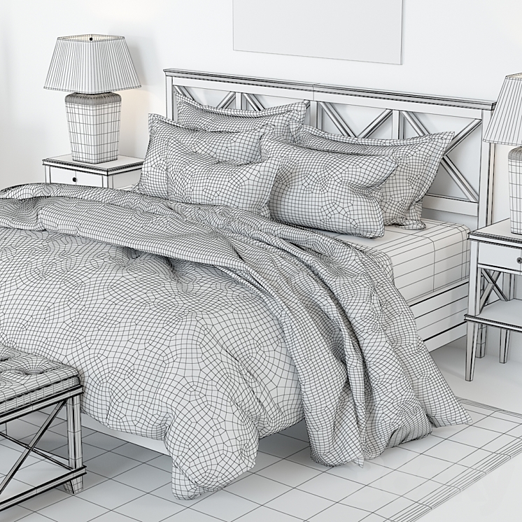 Pottery Barn Clara Lattice Bed set 1 Bed 3D model