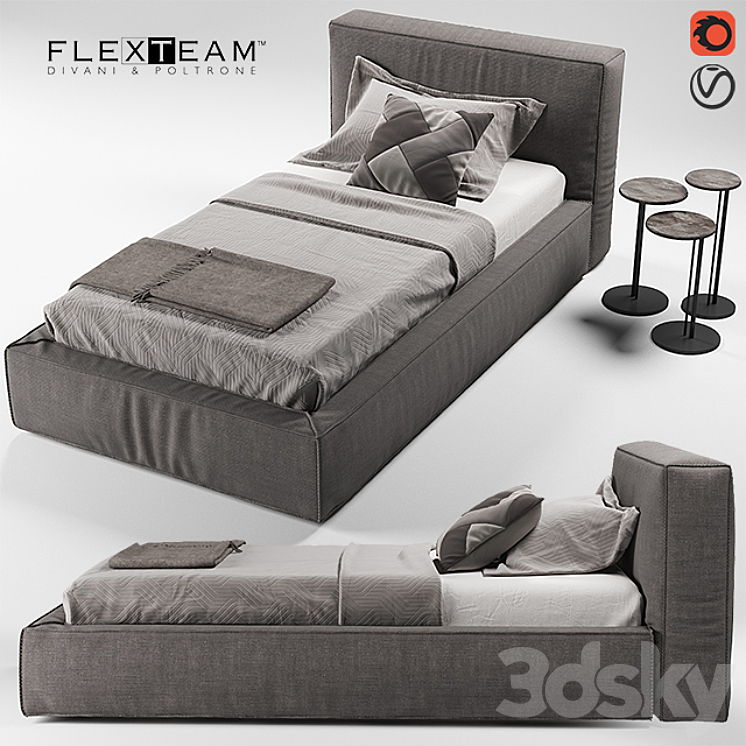 FLEXTEAM SLIM ONE bed (single) 3DS Max - thumbnail 1