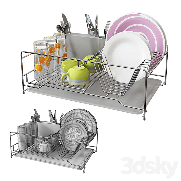 Modern Dish Drying Rack 3D model