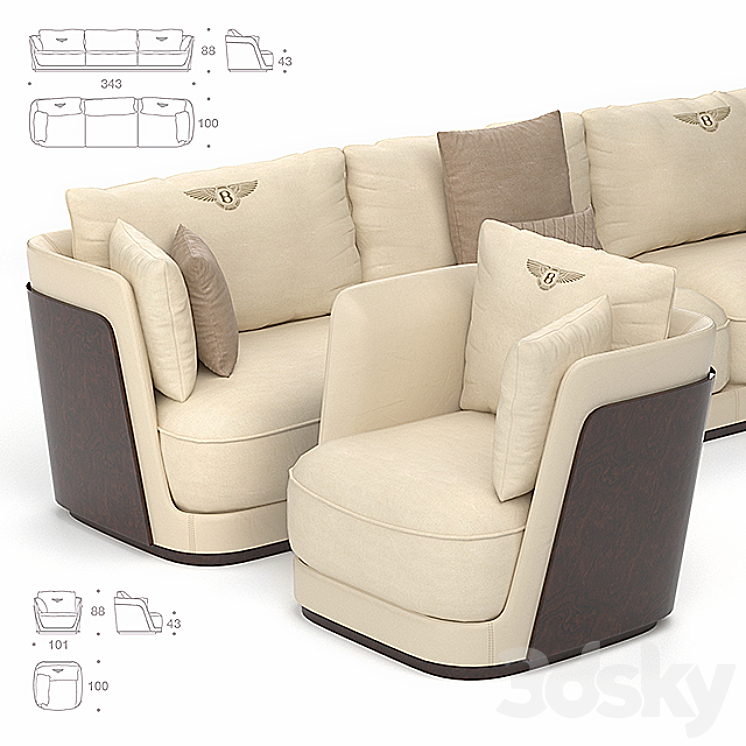 Richmond Sofa & Armchair Bentley Home 3DS Max - thumbnail 2