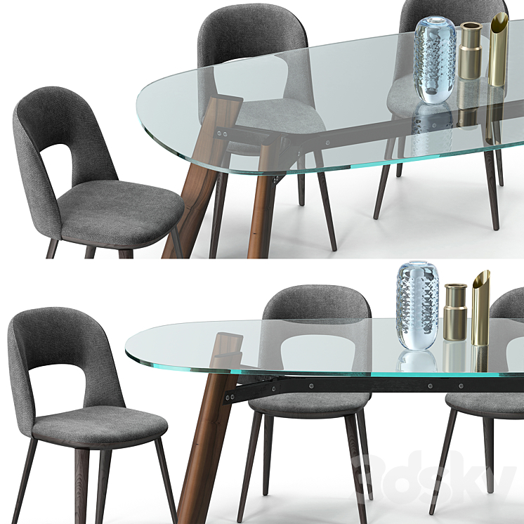 Path chair Beleos table set 3D Model