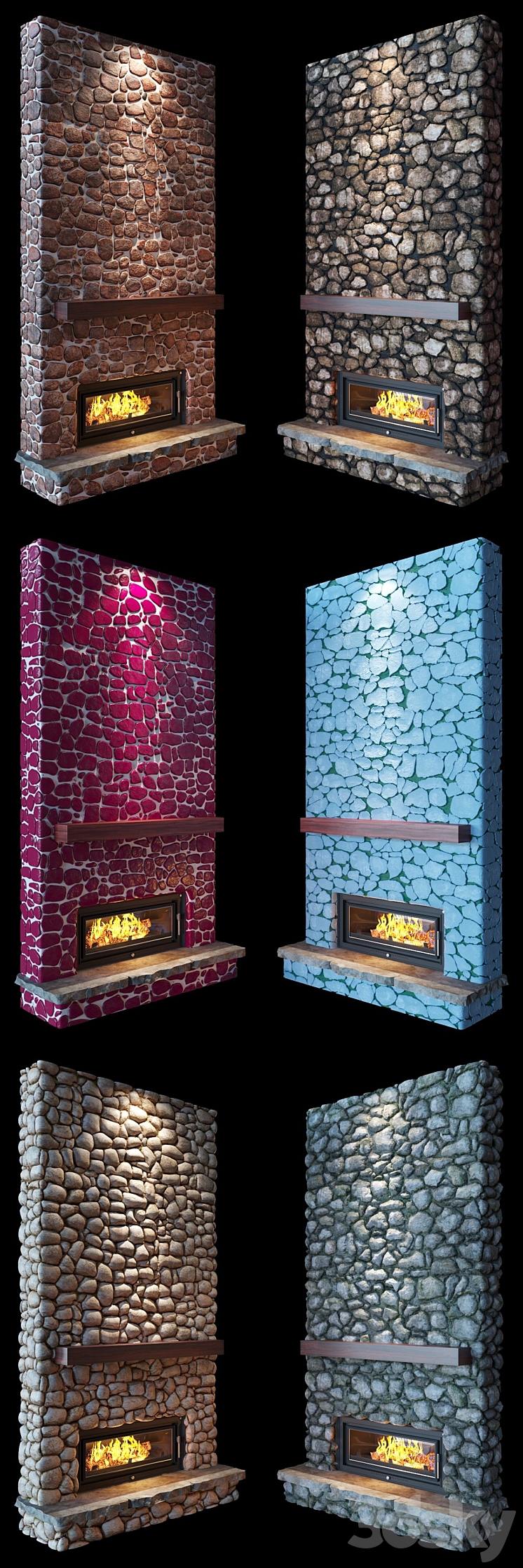 Fireplace (stone) 3DS Max - thumbnail 2