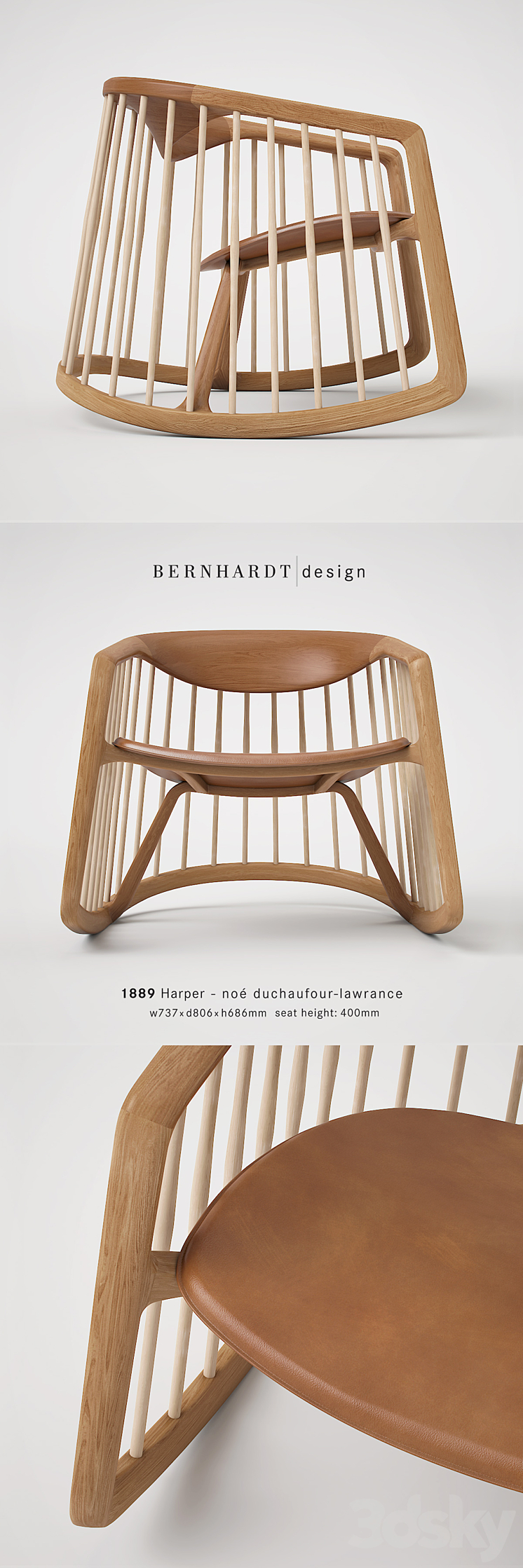 Bernhardt Design Harper Rocking Chair 3DS Max - thumbnail 2