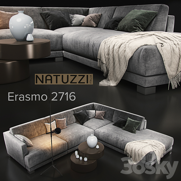 Sofa natuzzi Erasmo 2716 3DS Max - thumbnail 1