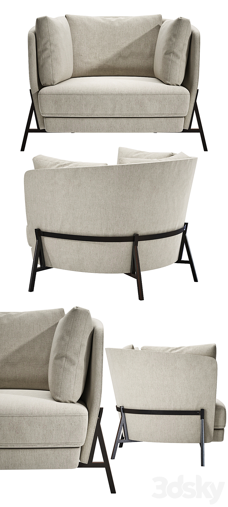 Armchair Arflex CRADLE Designed by NERI & HU 3D Model