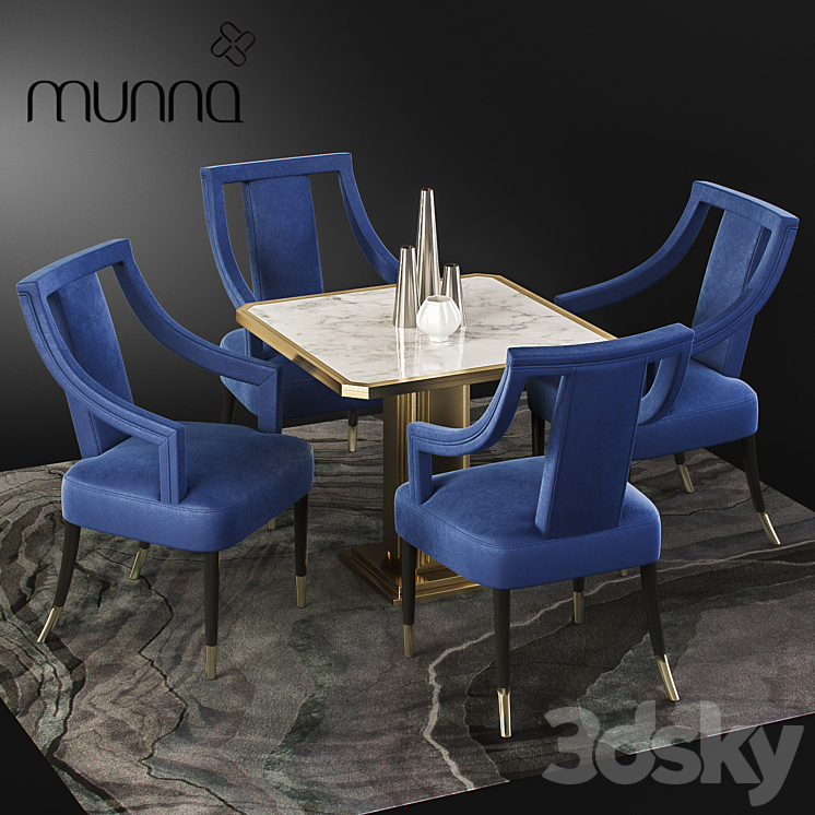 Munna Design dining set with CORSET Chair Table and Decor 3DS Max - thumbnail 1