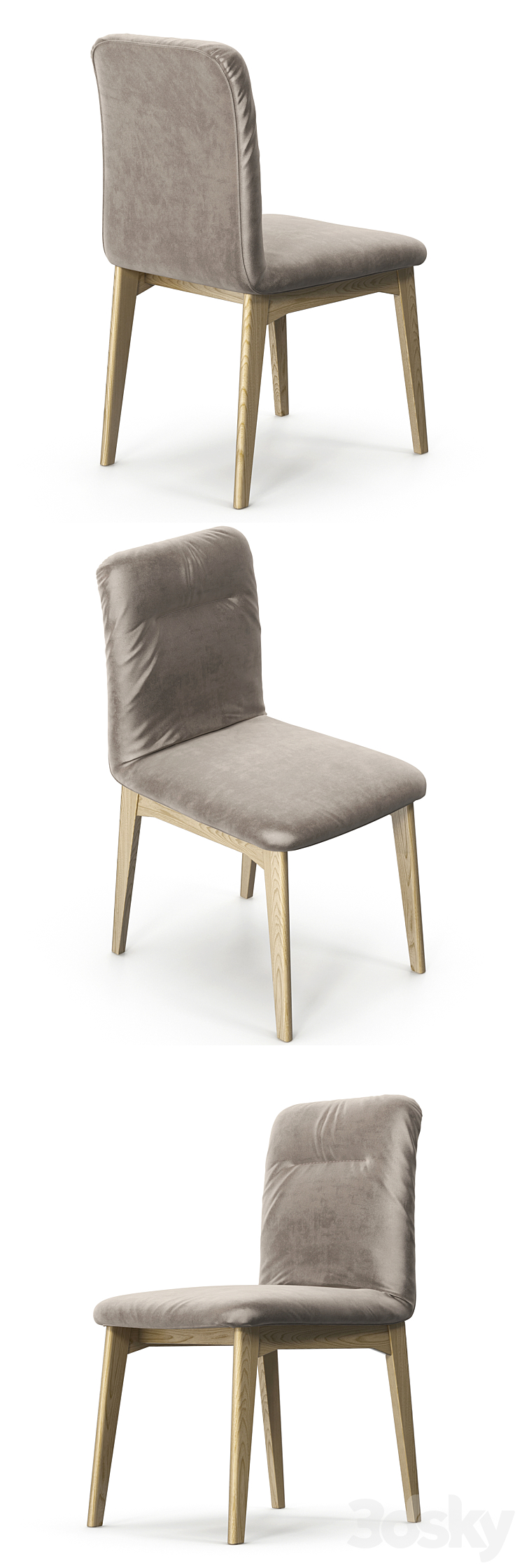 Calligaris Greta wood chair 3DS Max - thumbnail 2