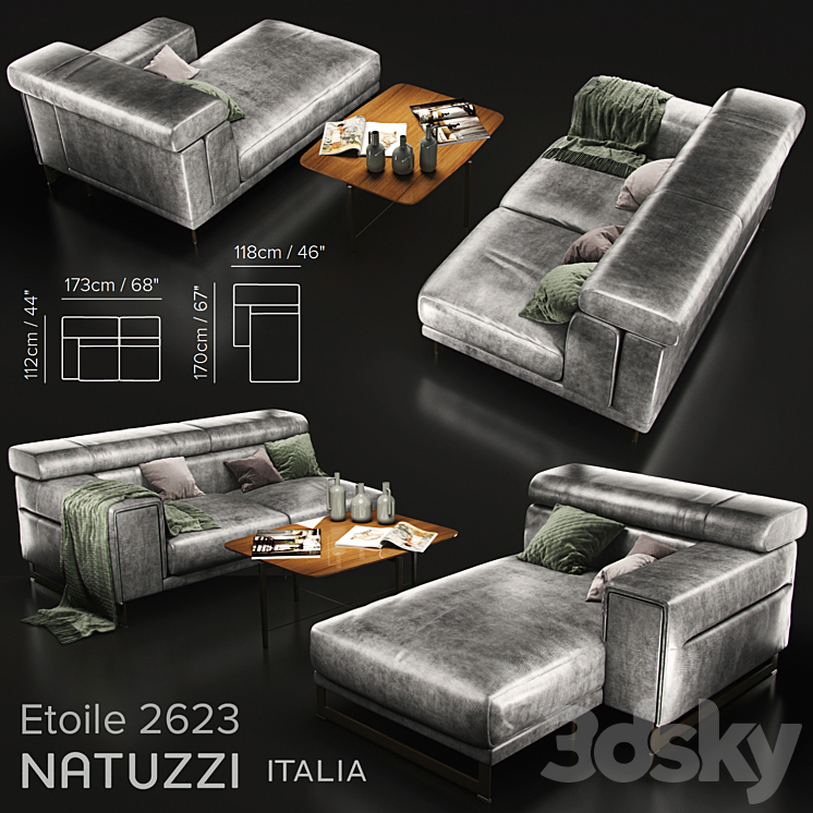 Sofa Natuzzi Etoile 2623 3DS Max - thumbnail 1
