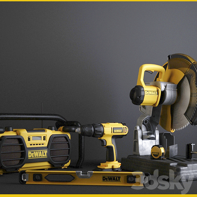 Workbench with tools DeWalt. 3D Model