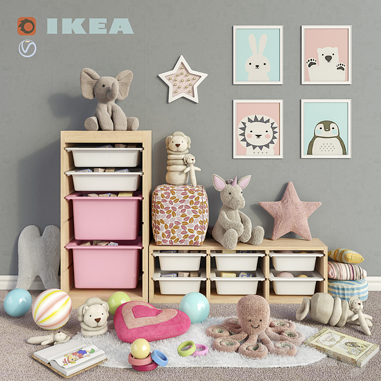 IKEA storage furniture toys and decor for a children's room set 3 3DS Max - thumbnail 1