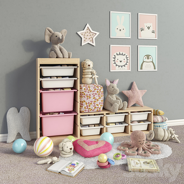IKEA storage furniture toys and decor for a children's room set 3 3DS Max - thumbnail 2