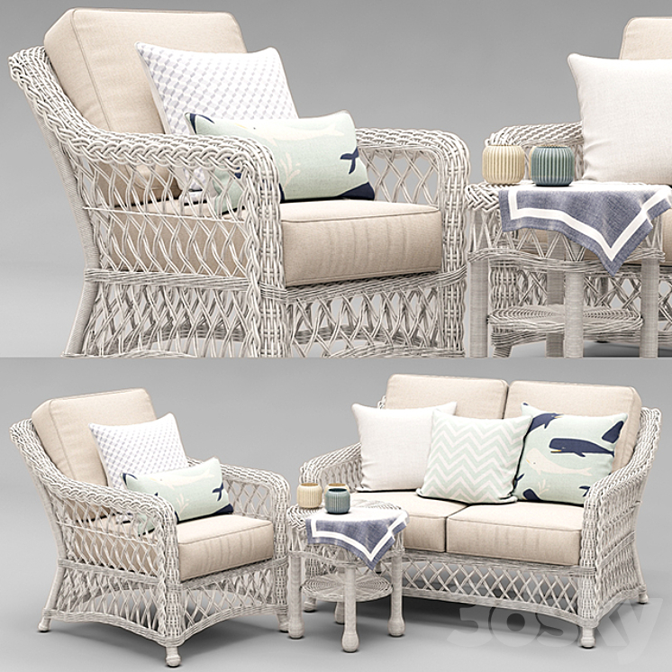 HAMPTON SEATING IN IVORY FINISH 3DS Max - thumbnail 1
