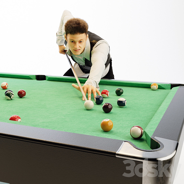 American billiard table billiard player 3D Model Free