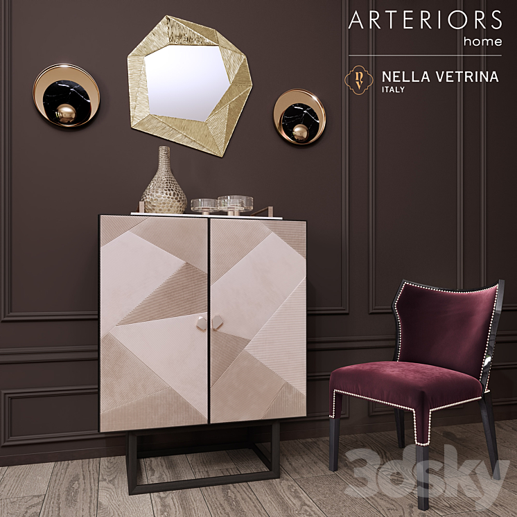 ARTERIORS Home Gatsby Cocktail Cabinet Miami Chair Decor Set 3DS Max Model - thumbnail 1