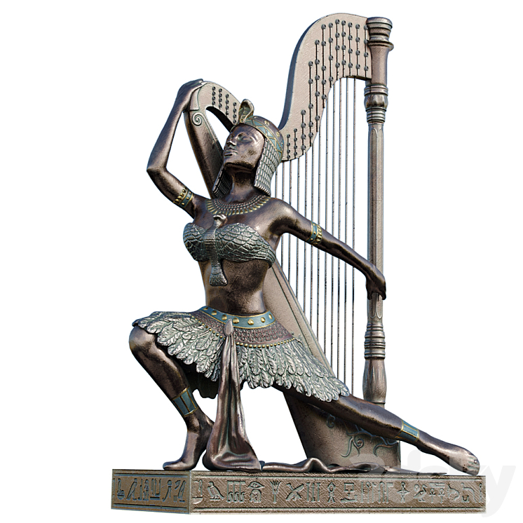 Egyptian with harp 3DS Max - thumbnail 1