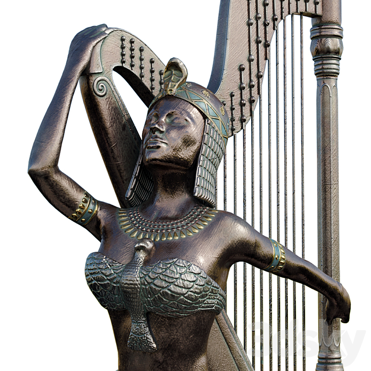 Egyptian with harp 3DS Max - thumbnail 2