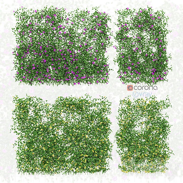Wall of flowers on the grid 3DS Max - thumbnail 1