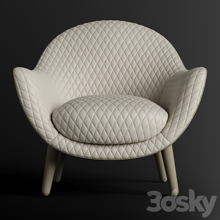 Armchair Poliform Mad Queen + coffee tables Mad COfee Table 3DS Max - thumbnail 1